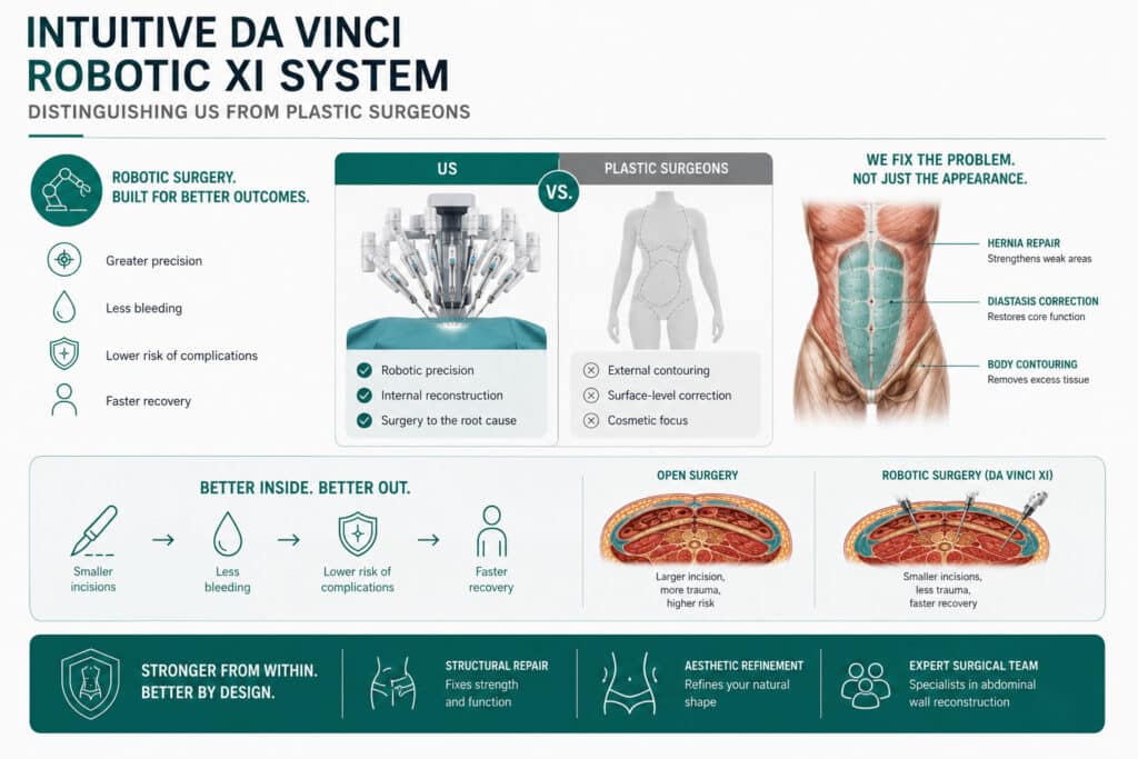 Infographic that illustrates what makes EliteCare different from plastic surgeons
