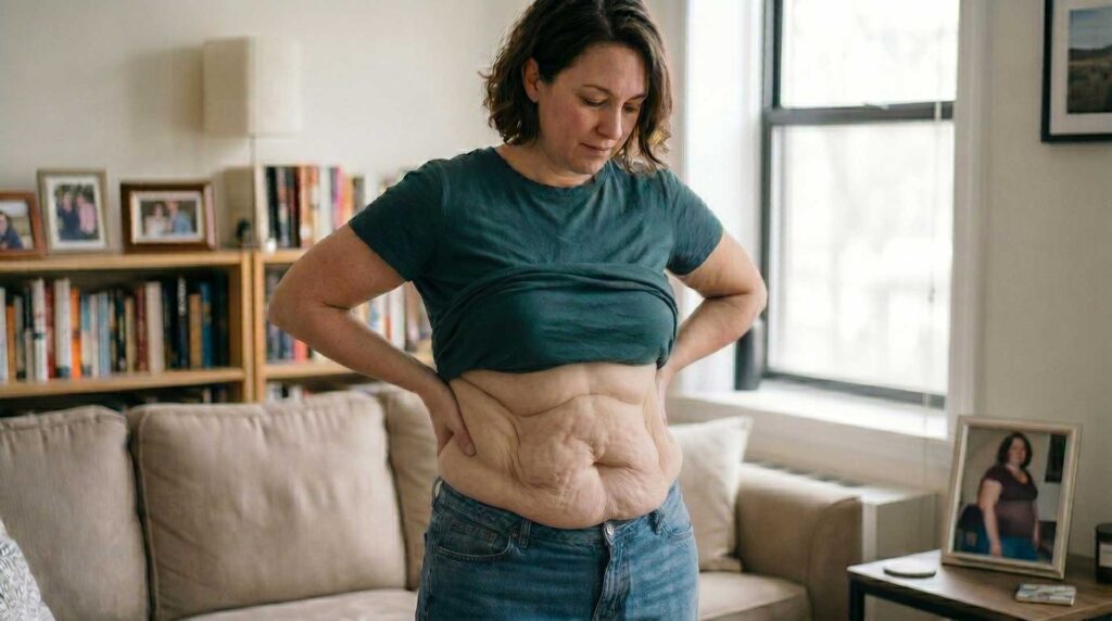 Woman with loose skin on her stomach