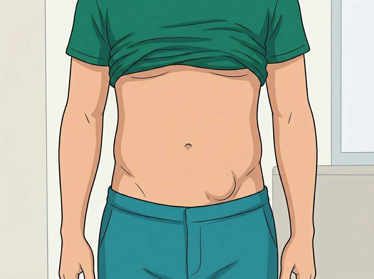 Patient with an inguinal hernia